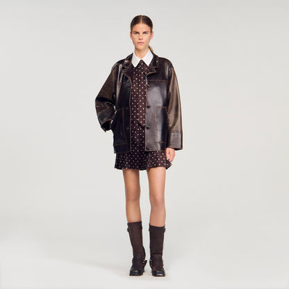 Printed satin-effect mini dress | Sandro