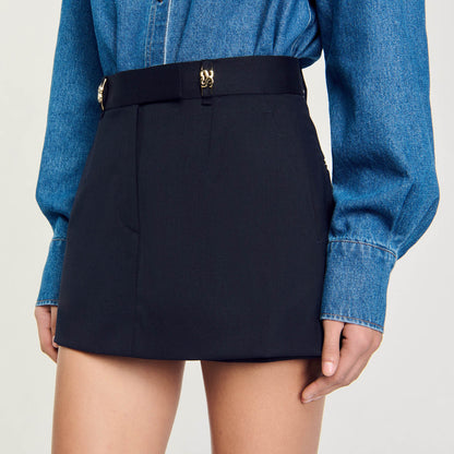 Skort with decorative belt loops | Sandro