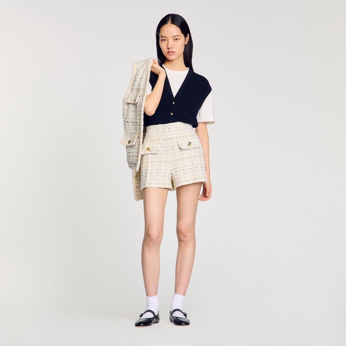 Decorative tweed shorts | Sandro