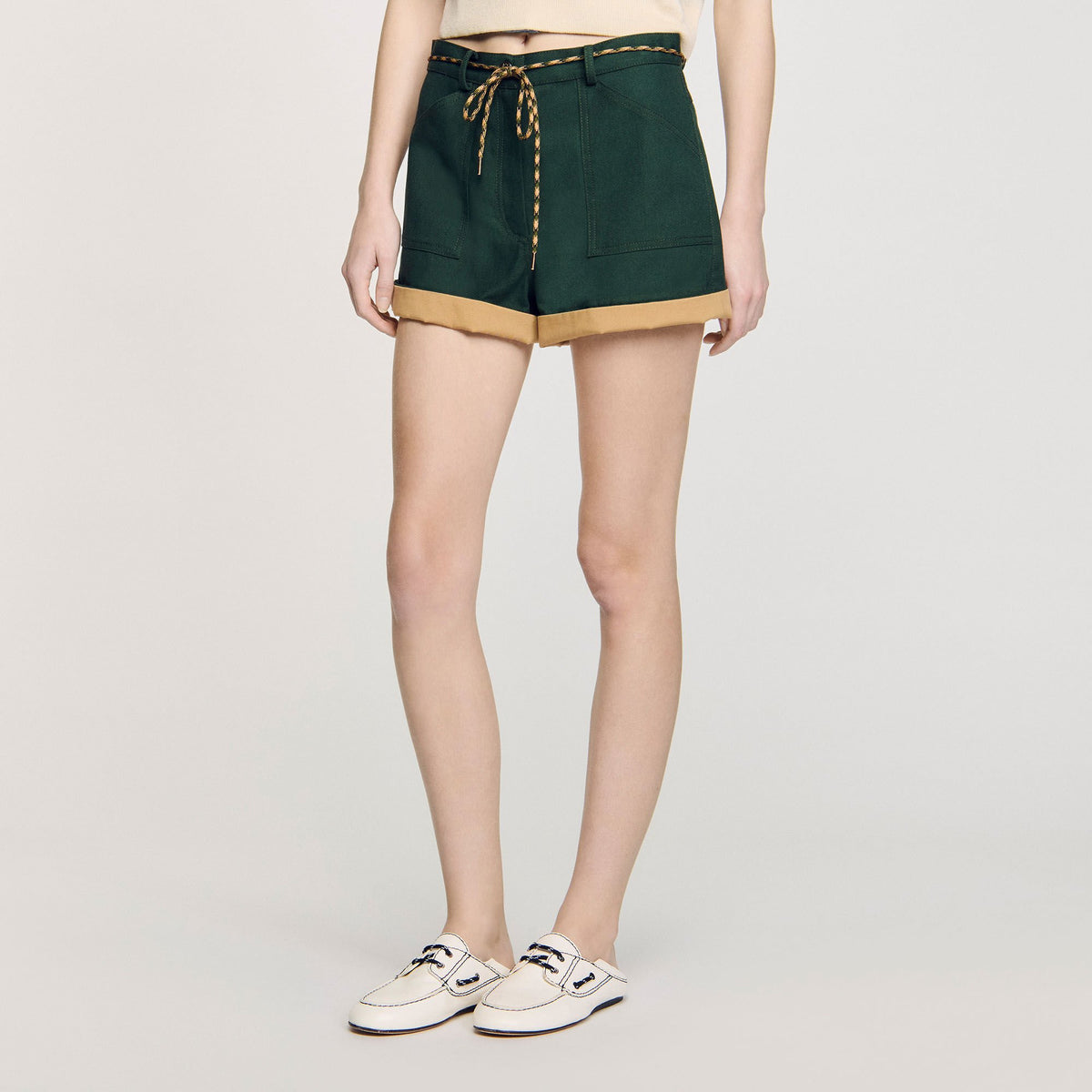 Two-tone drawstring waist shorts | Sandro