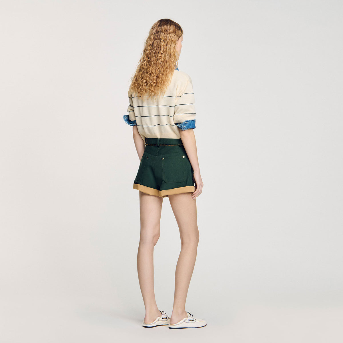 Two-tone drawstring waist shorts | Sandro