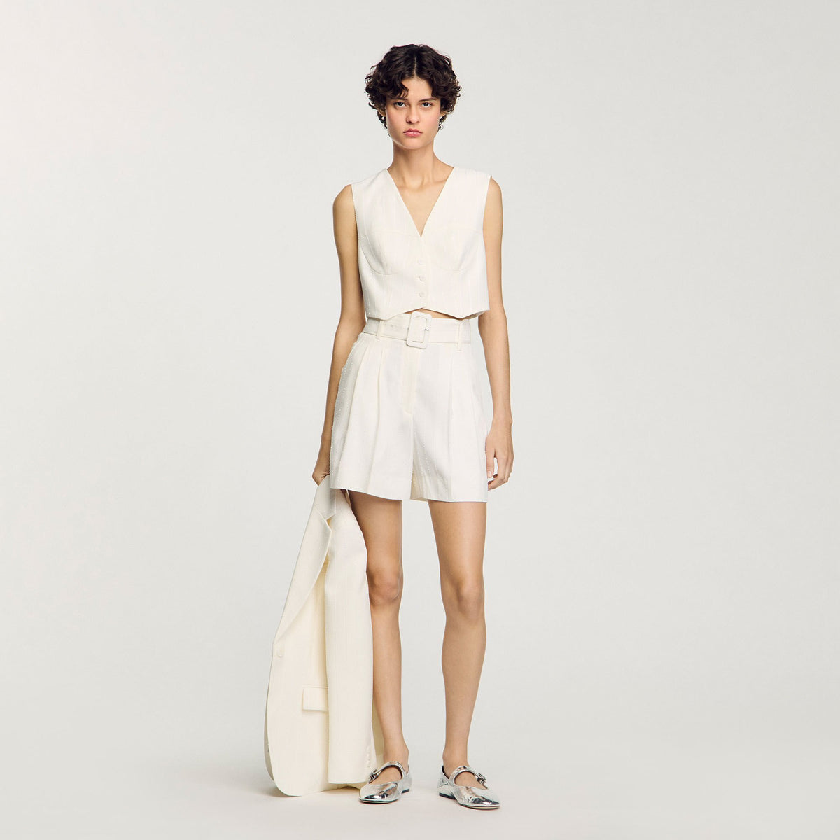 Sequin high-waisted shorts | Sandro