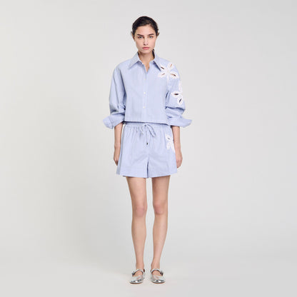 Striped shorts with flower detail | Sandro