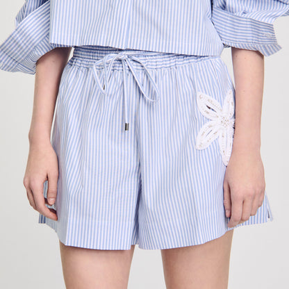 Striped shorts with flower detail | Sandro