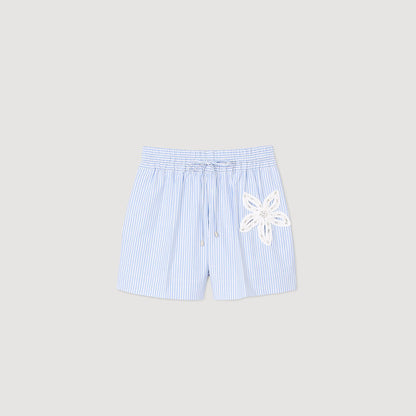 Striped shorts with flower detail | Sandro