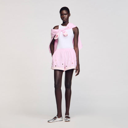 Rhinestone striped shorts | Sandro