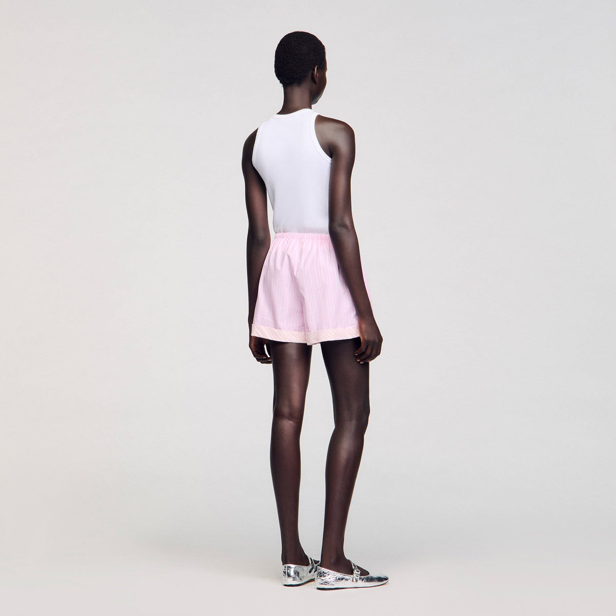 Rhinestone striped shorts | Sandro