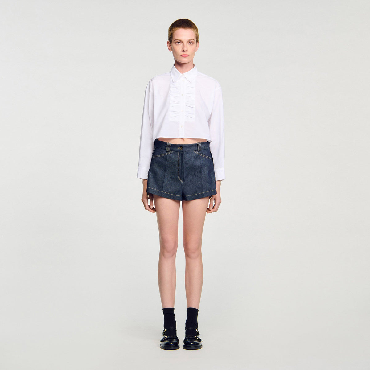 Denim belt loop shorts | Sandro
