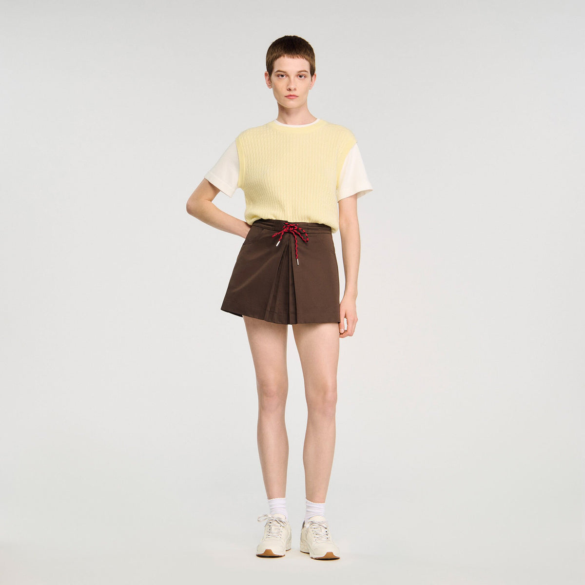 Drawstring pleated skort | Sandro