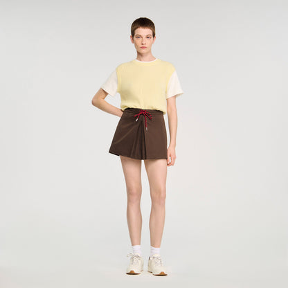 Drawstring pleated skort | Sandro