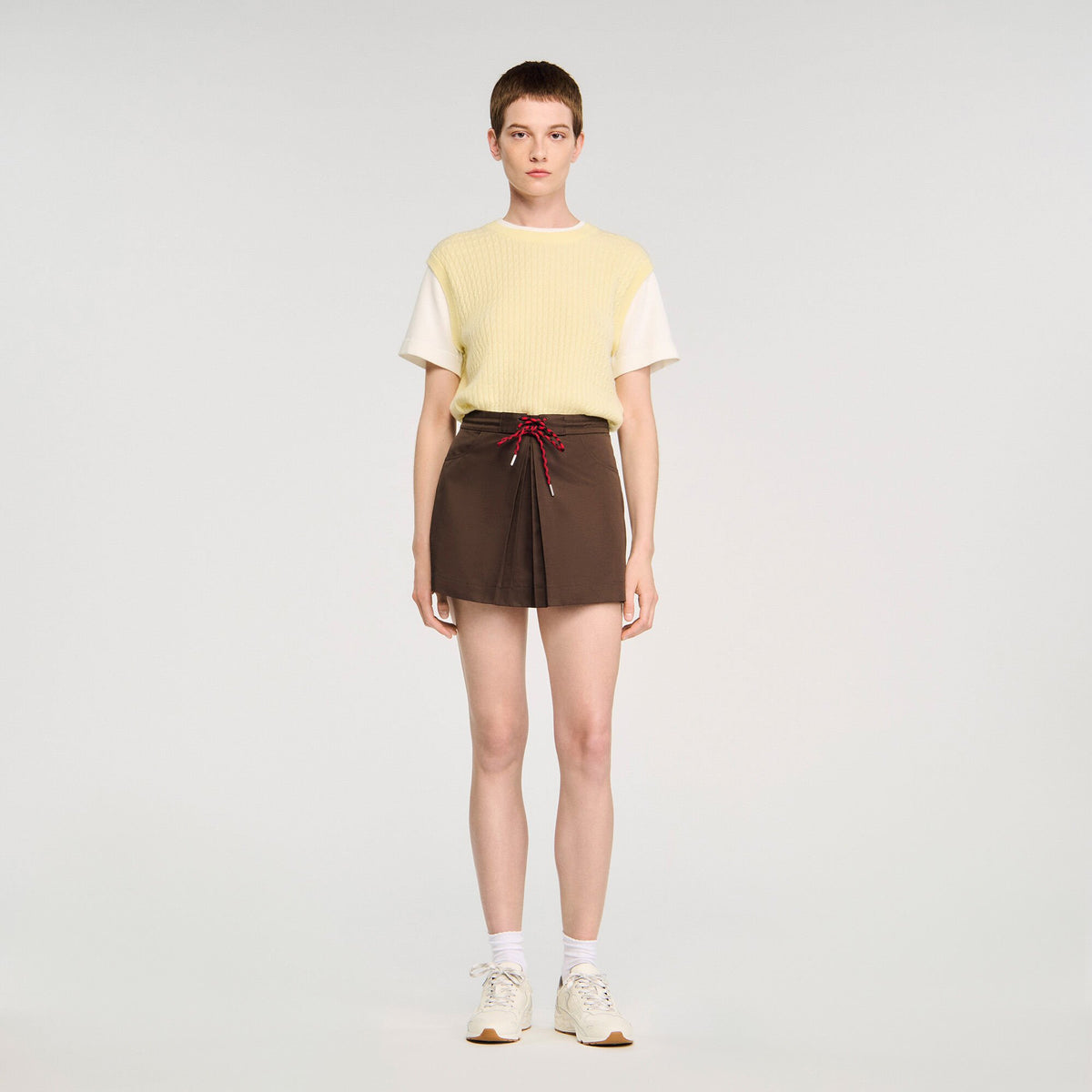 Drawstring pleated skort | Sandro