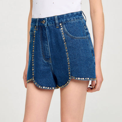 Rhinestone denim shorts | Sandro