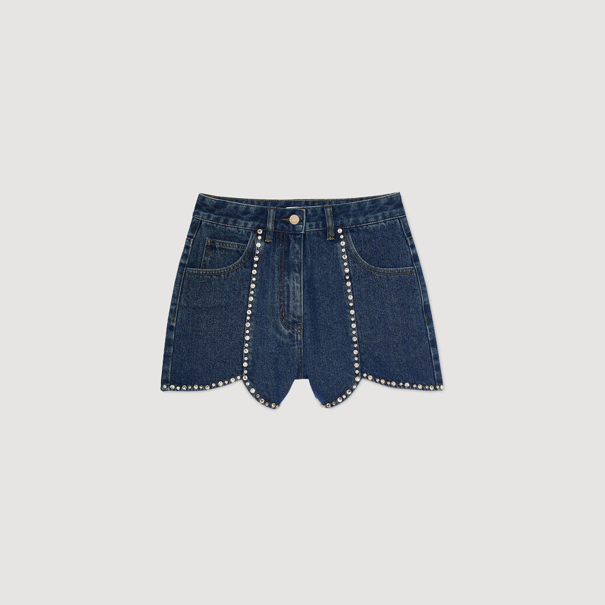 Rhinestone denim shorts | Sandro