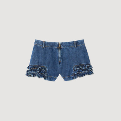 Ruffled denim shorts | Sandro