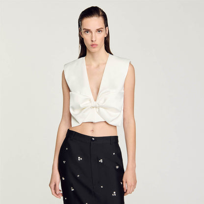 Satin-effect crop top | Sandro