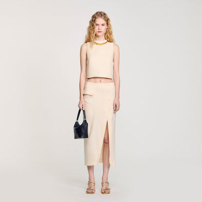 Knit crop top with necklace | Sandro
