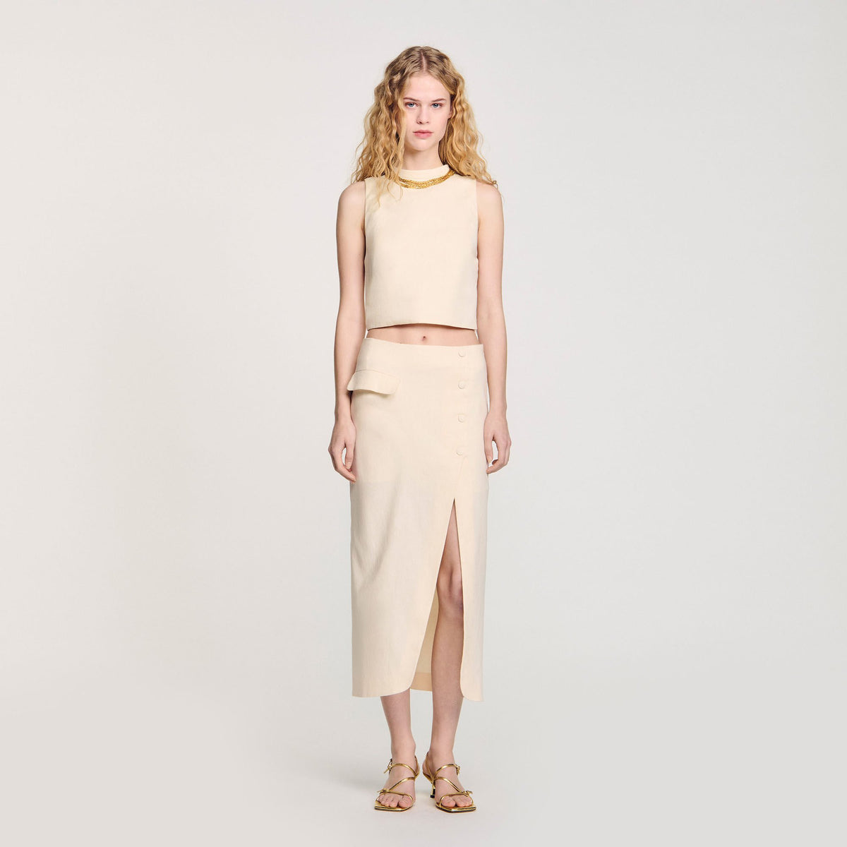 Knit crop top with necklace | Sandro