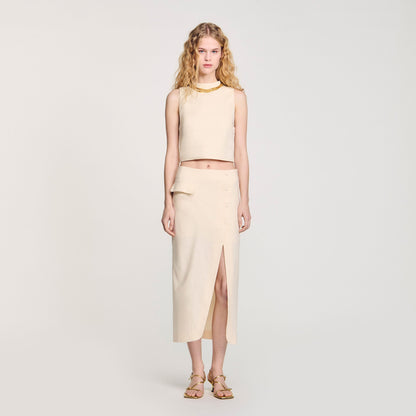 Knit crop top with necklace | Sandro