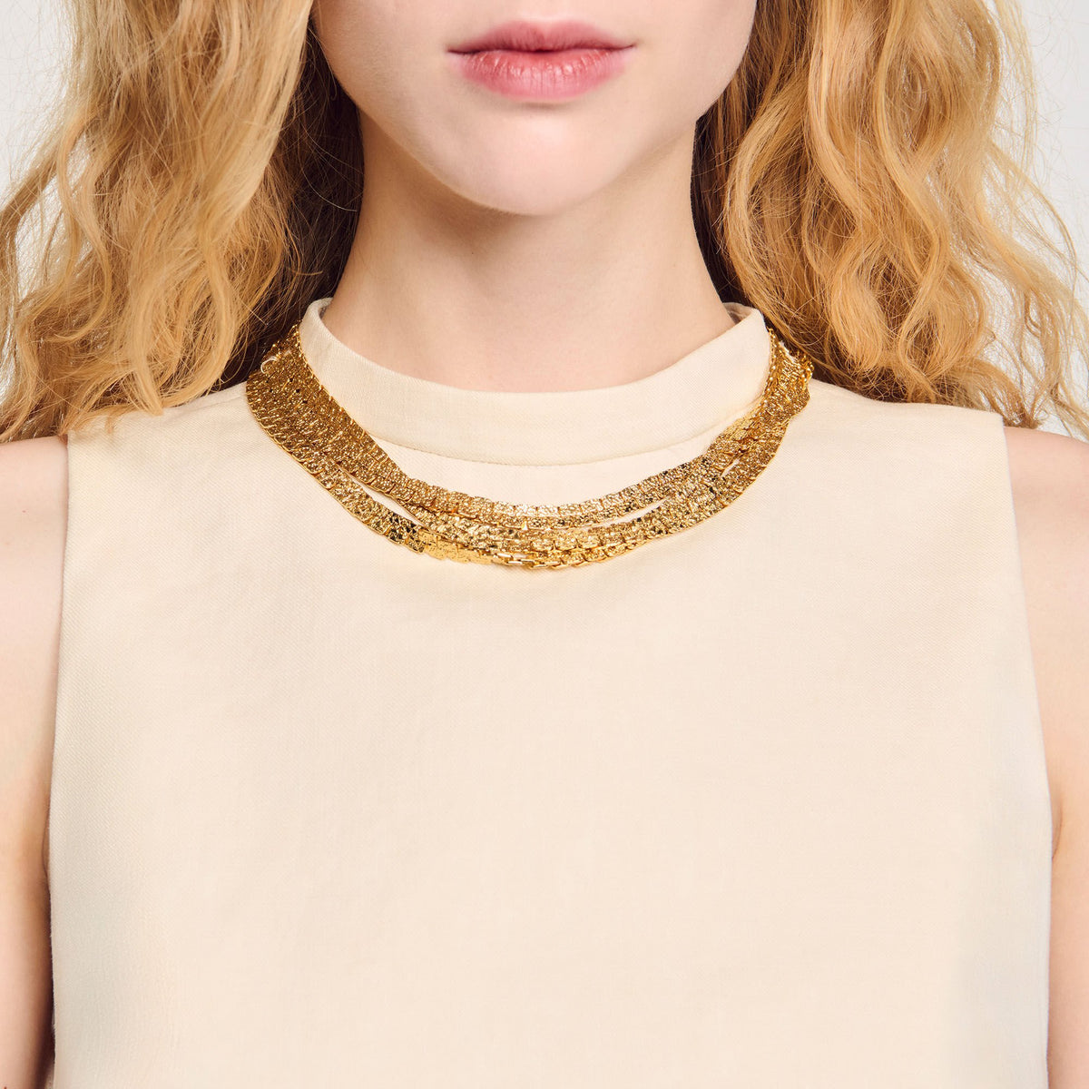 Knit crop top with necklace | Sandro