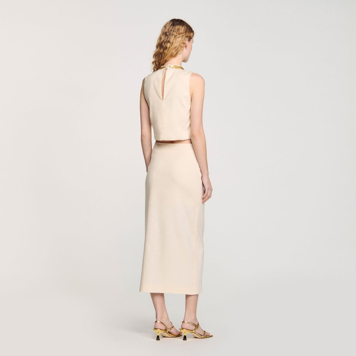 Knit crop top with necklace | Sandro