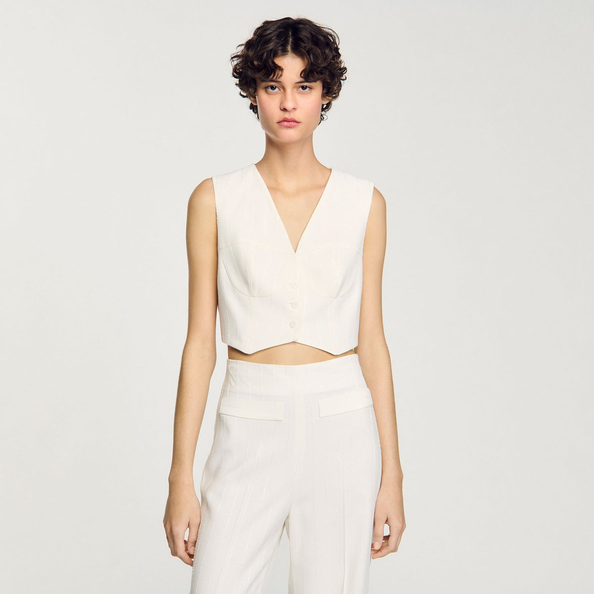 Sequin cropped jacket | Sandro