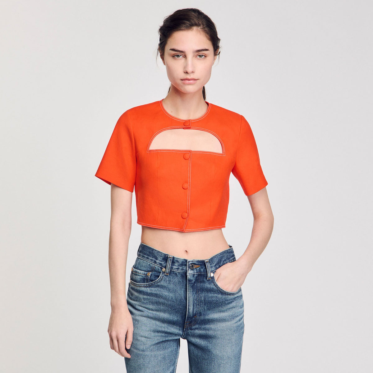 Crop top with cutout design | Sandro