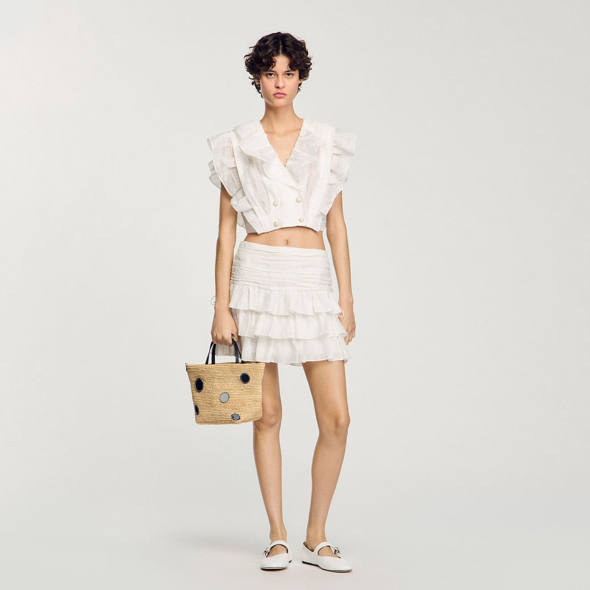 Ruffled crop top | Sandro