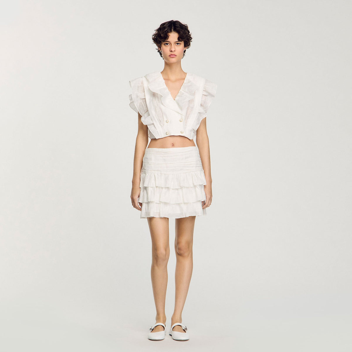 Ruffled crop top | Sandro