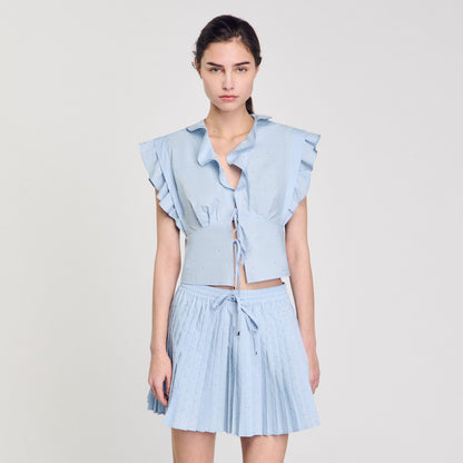 Rhinestone ruffle top | Sandro