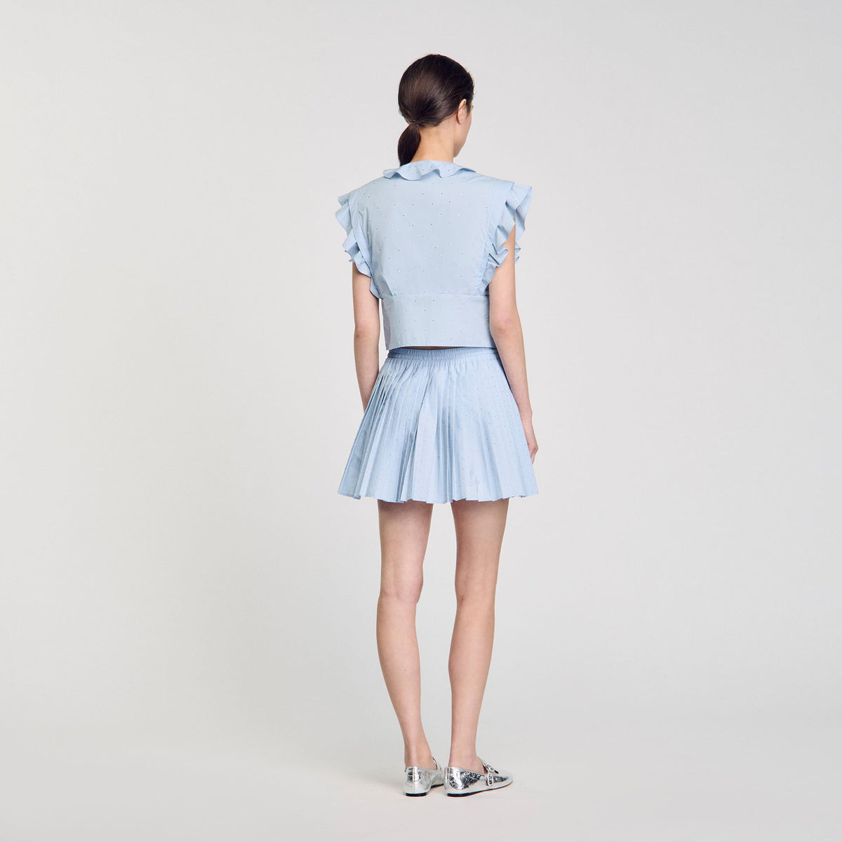 Rhinestone ruffle top | Sandro