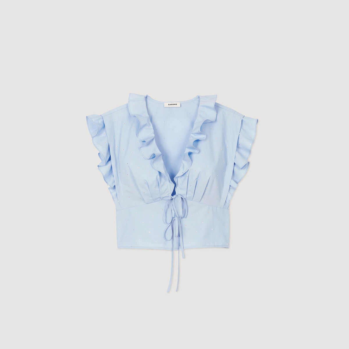 Rhinestone ruffle top | Sandro
