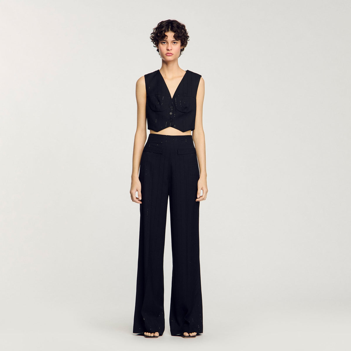 Sequin cropped jacket | Sandro