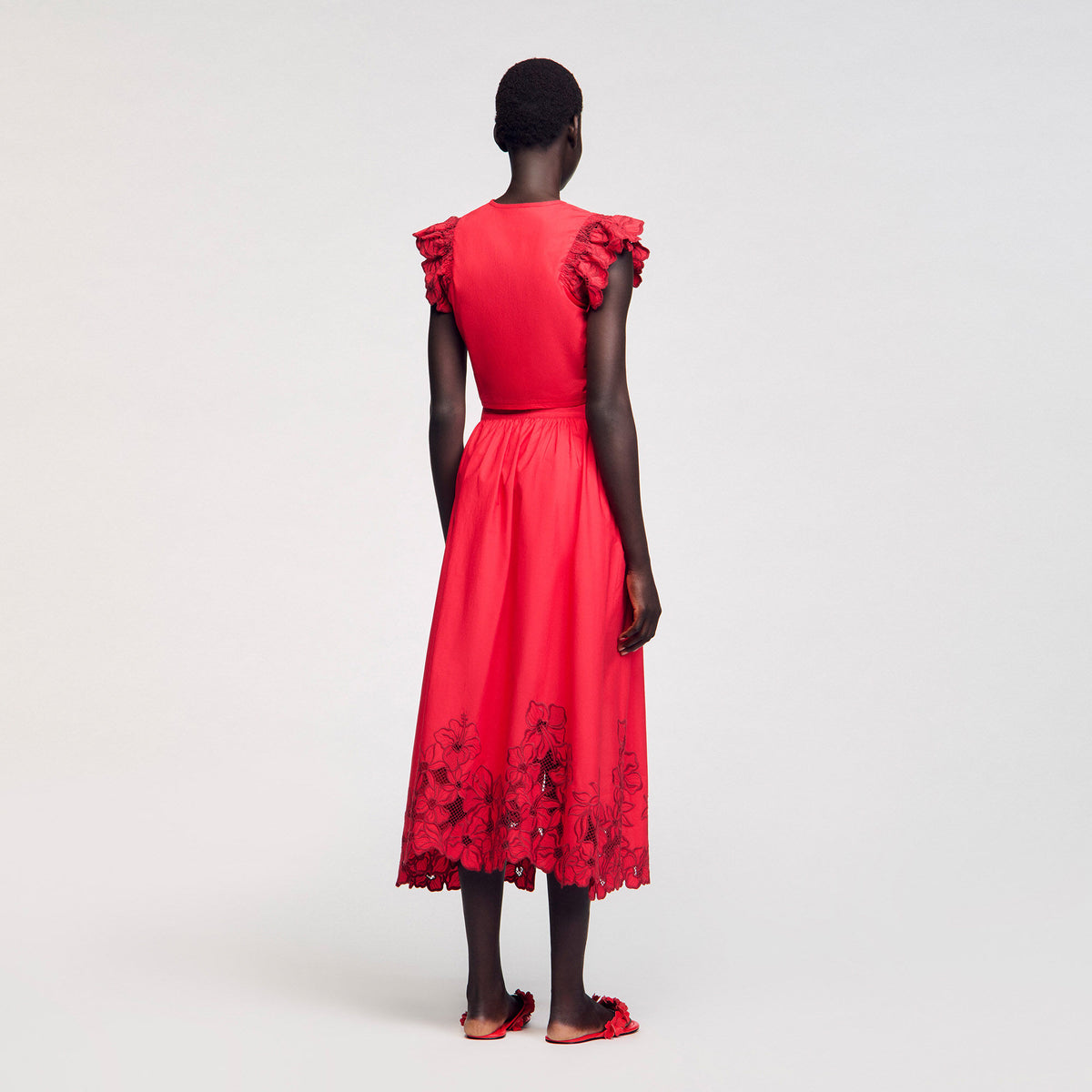 Crop top with embroidered sleeves | Sandro