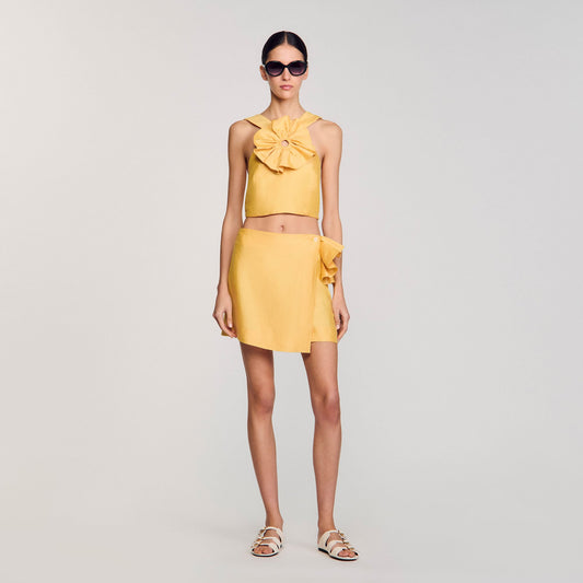 Ruffled flower detailed crop top | Sandro