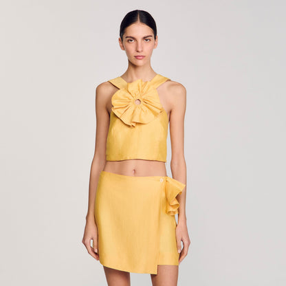 Ruffled flower detailed crop top | Sandro