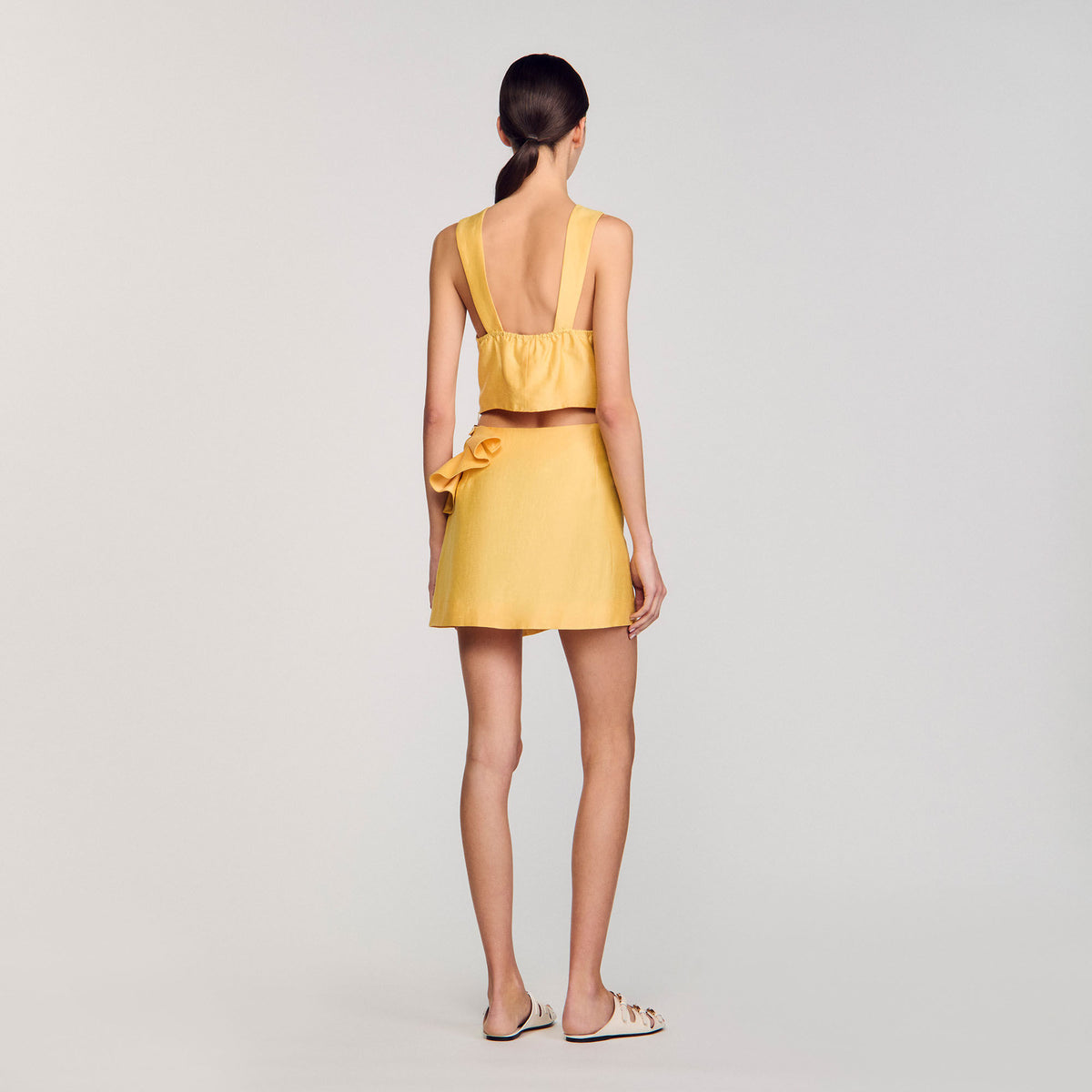 Ruffled flower detailed crop top | Sandro