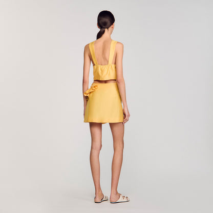 Ruffled flower detailed crop top | Sandro