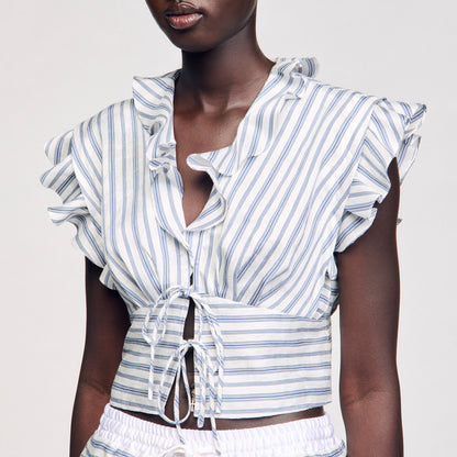 Striped sleeveless crop top | Sandro