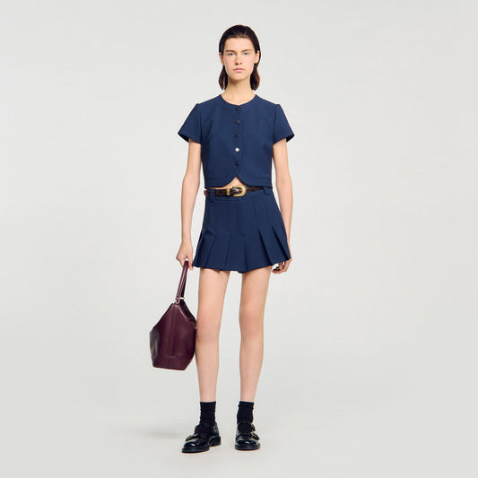 Rounded hem buttoned crop top | Sandro