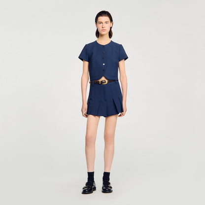 Rounded hem buttoned crop top | Sandro