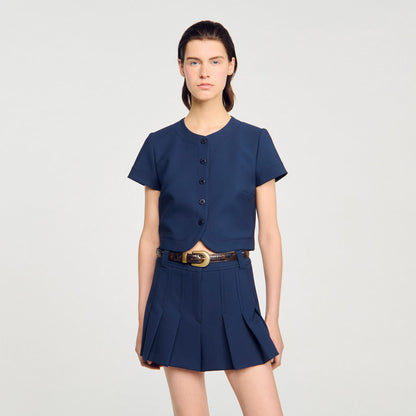 Rounded hem buttoned crop top | Sandro