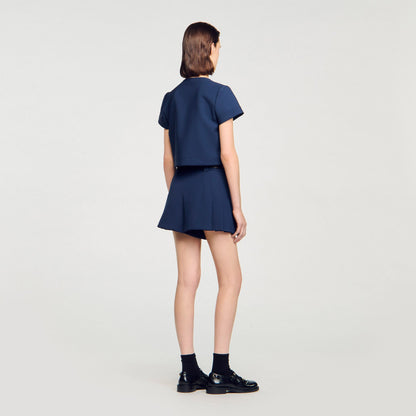 Rounded hem buttoned crop top | Sandro