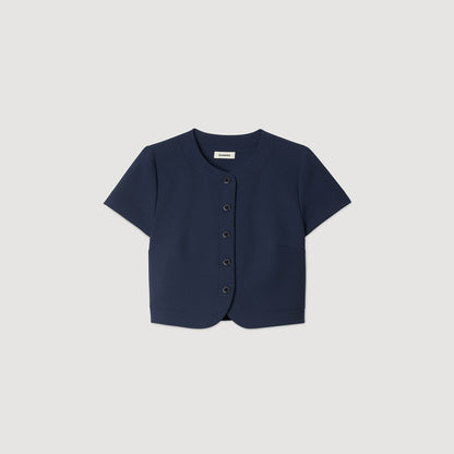 Rounded hem buttoned crop top | Sandro