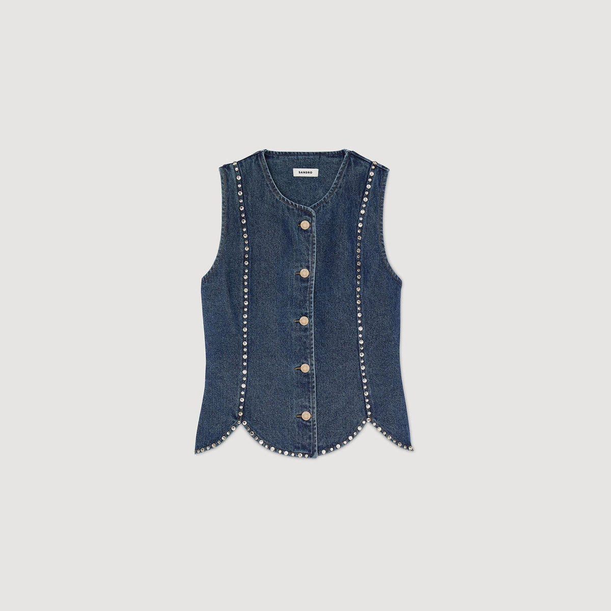 Rhinestone denim top | Sandro