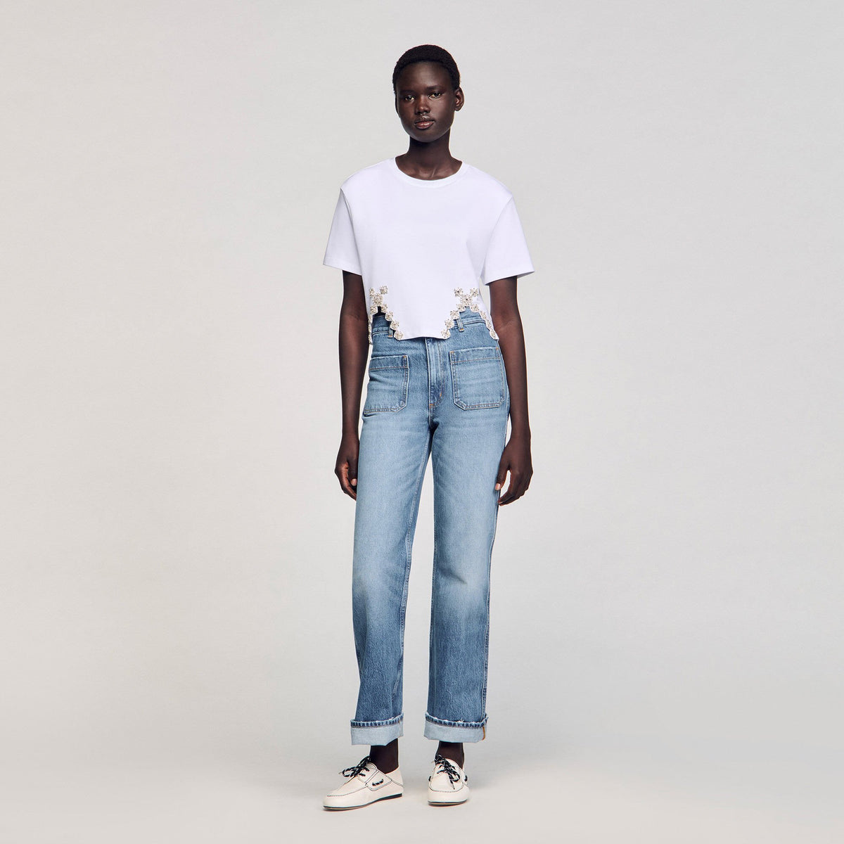 Rhinestone crop top | Sandro