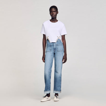 Rhinestone crop top | Sandro