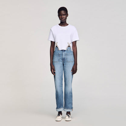 Rhinestone crop top | Sandro