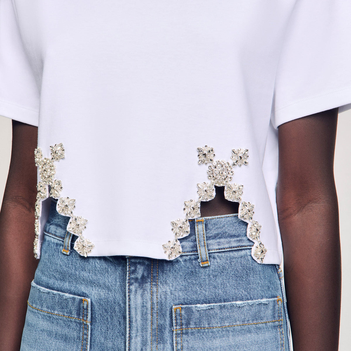 Rhinestone crop top | Sandro