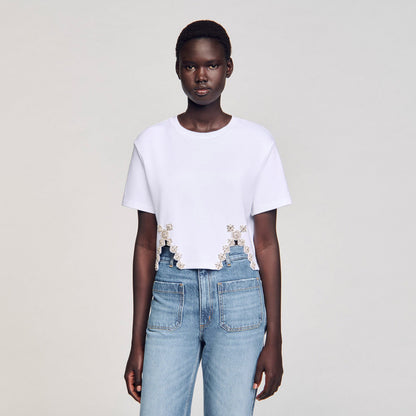 Rhinestone crop top | Sandro
