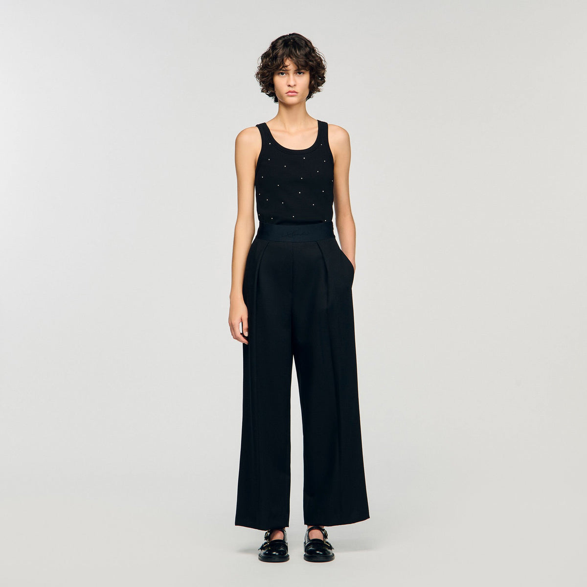 Jersey tank with rhinestones | Sandro